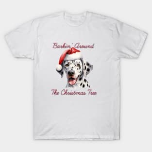 Christmas Dalmatian Dog in Santa Hat T-Shirt